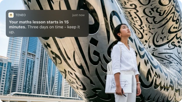 A Teneo Smart Alert notification showing real-time updates to help parents and teachers stay one step ahead of learning gaps